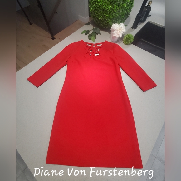 DIANE VON FURSTENBERG Incroyable robe midi haut de gamme rouge - Picture 1 of 11